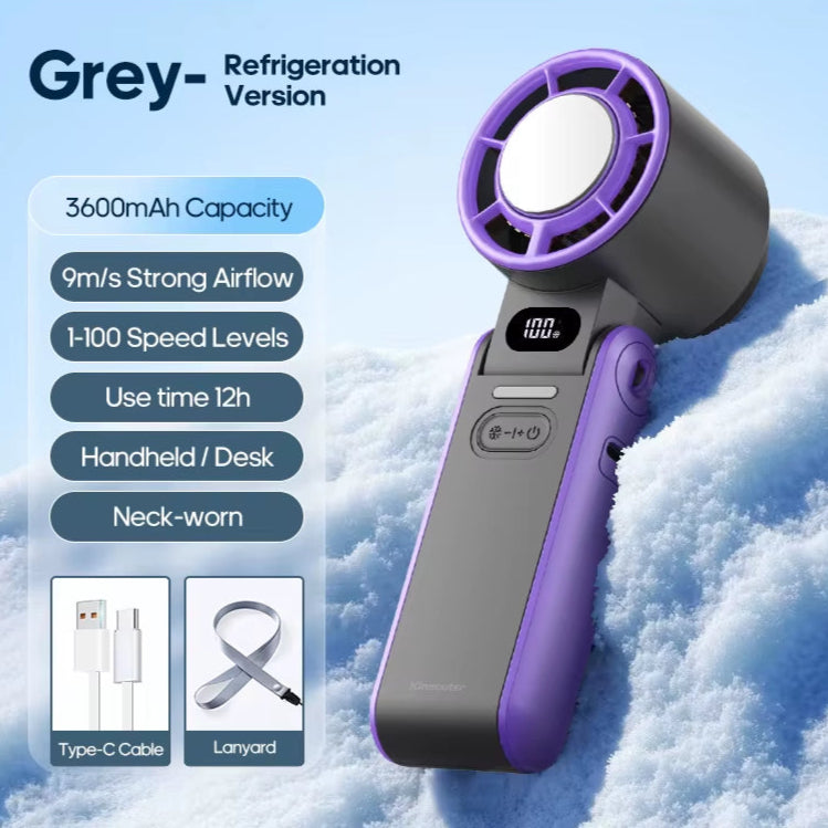 Outdoor Foldable Portable Handheld Fan Mini Cooling Rechargeable 3600Mah 100-Level Free Control High Speed Turbo Fan